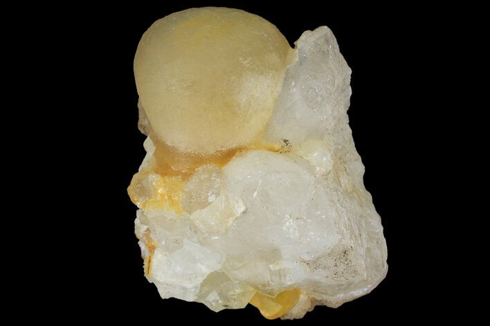 Botryoidal Yellow Fluorite on Quartz - India #102372